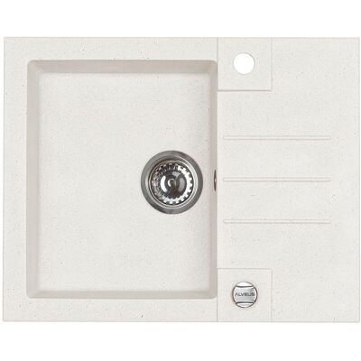 Alveus Rock - Fregadero De Granito 60x48 Cm, Con Control De Desagüe, Arctic 1090947 Alveus Rock - Fregadero De Granito 60x48 Cm, Con Control De Desagüe, Arctic 1090947