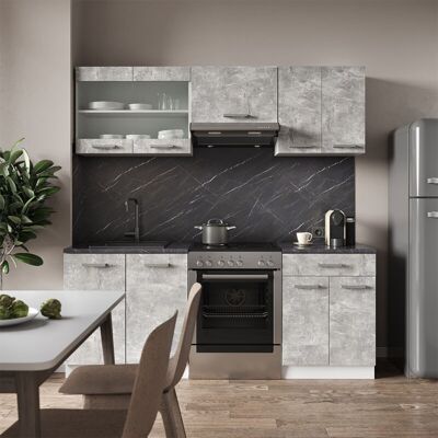 Vicco - Mueble De Cocina R-line, Hormigón/blanco, 200 Cm , Et Mármol Vicco - Mueble De Cocina R-line, Hormigón/blanco, 200 Cm , Et Mármol