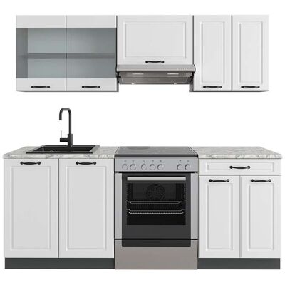 Mueble de cocina Vicco R-Line - 200cm, Blanco/Antracita, Mármol Mueble de cocina Vicco R-Line - 200cm, Blanco/Antracita, Mármol