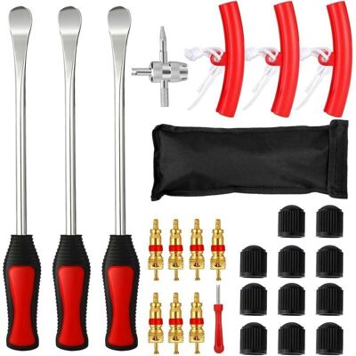 OEM Juego De 27 Palancas Para Neumáticos - Con 3 Protectores De Llanta - Para Motocicleta, Bicicleta, Coche OEM Juego De 27 Palancas Para Neumáticos - Con 3 Protectores De Llanta - Para Motocicleta, Bicicleta, Coche