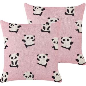 Conjunto de Cojines de Algodón Rosa con Pandas para Niños - 45x45cm Conjunto de Cojines de Algodón Rosa con Pandas para Niños - 45x45cm