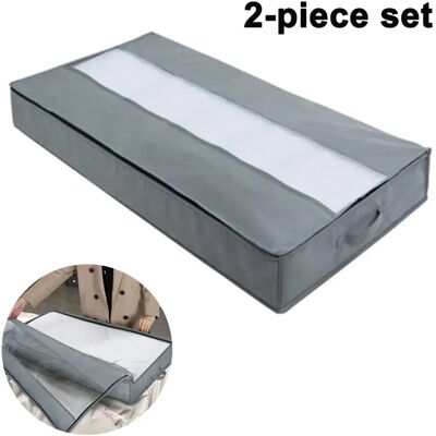 FORTUNEVILLE Cesta Con Tapa De Tres Lados Y Cremallera, Contenedor De Almacenamiento Plegable Para Debajo De La Cama, Ideal Para Mantas, Edredones, Colchas, Etc. FORTUNEVILLE Cesta Con Tapa De Tres Lados Y Cremallera, Contenedor De Almacenamiento Plegable Para Debajo De La Cama, Ideal Para Mantas, Edredones, Colchas, Etc.