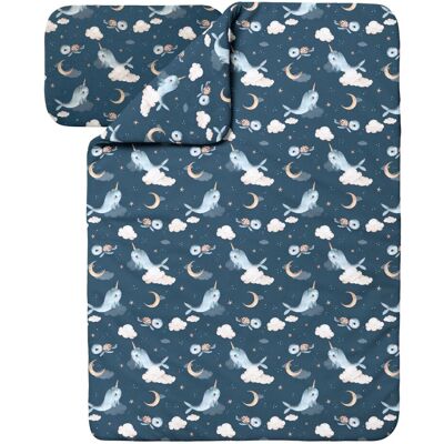 Waldin Ropa De Cama Bambú Bebé Sin Funda, Edredón Y Almohada 100x135 Cm, Ballenas Azul Oscuro Waldin Ropa De Cama Bambú Bebé Sin Funda, Edredón Y Almohada 100x135 Cm, Ballenas Azul Oscuro