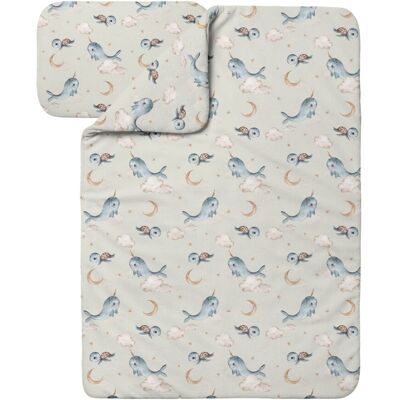 Waldin Ropa De Cama Bambú Bebé Sin Funda, Edredón Y Almohada 90x120 Cm, Ballenas Oliva Waldin Ropa De Cama Bambú Bebé Sin Funda, Edredón Y Almohada 90x120 Cm, Ballenas Oliva