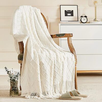 SELECT ZONE Manta De Punto Para Sofá Y Cama, Manta De Punto Suave Y Cómoda, Manta Decorativa Ligera Y Manta De Color Blanco Roto, Manta De Punto Cálida Para La Granja, Para Hombres Y Mujeres, 1 Pieza (blanco Roto SELECT ZONE Manta De Punto Para Sofá Y Cama, Manta De Punto Suave Y Cómoda, Manta Decorativa Ligera Y Manta De Color Blanco Roto, Manta De Punto Cálida Para La Granja, Para Hombres Y Mujeres, 1 Pieza (blanco Roto