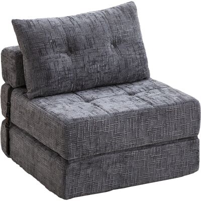 STILVORA Sofá Cama Plegable 1 Plaza Con Cojines Cervical Y Lumbar Ahorra Espacio Sofá De Suelo En Chenilla Gris STILVORA Sofá Cama Plegable 1 Plaza Con Cojines Cervical Y Lumbar Ahorra Espacio Sofá De Suelo En Chenilla Gris