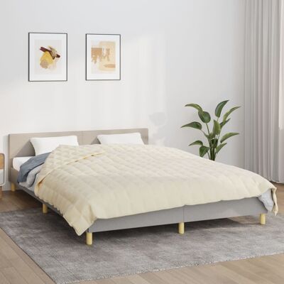 vidaXL Manta ponderada crema clara 220x235 cm 15 kg tela (350819) vidaXL Manta ponderada crema clara 220x235 cm 15 kg tela (350819)