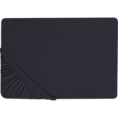 Sábana ajustable de algodón negro Beliani 140 x 200 cm Borde elástico para dormitorio Sábana ajustable de algodón negro Beliani 140 x 200 cm Borde elástico para dormitorio