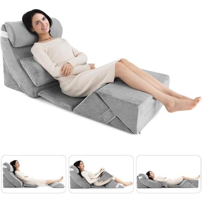 Costway - 7 Piezas Respaldo Cama, Almohadas De Cuña Ajustables De Espuma Viscoelástica Para Cuello, Lumbar, Piernas, Almohada Lectura Cama, Cojín De Lectura Costway - 7 Piezas Respaldo Cama, Almohadas De Cuña Ajustables De Espuma Viscoelástica Para Cuello, Lumbar, Piernas, Almohada Lectura Cama, Cojín De Lectura