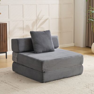 KELLANY Sofá De Suelo, Sofá De Compresión, Sofá Cama Convertible De Suelo Con Respaldo De Almohada Y Reposabrazos, Cama Individual Cómoda, Tela De Pana, Para Sala De Estar Y Dormitorio, Gris Oscuro KELLANY Sofá De Suelo, Sofá De Compresión, Sofá Cama Convertible De Suelo Con Respaldo De Almohada Y Reposabrazos, Cama Individual Cómoda, Tela De Pana, Para Sala De Estar Y Dormitorio, Gris Oscuro