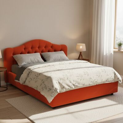 DMORA Cama Doble Alfer, Con Colchón Incluido, Desenfundable Made In Italy, Con Almacenaje, Naranja DMORA Cama Doble Alfer, Con Colchón Incluido, Desenfundable Made In Italy, Con Almacenaje, Naranja