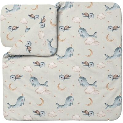 Waldin Ropa De Cama Bambú Bebé Sin Funda, Edredón Y Almohada 75x75 Cm, Ballenas Oliva Waldin Ropa De Cama Bambú Bebé Sin Funda, Edredón Y Almohada 75x75 Cm, Ballenas Oliva