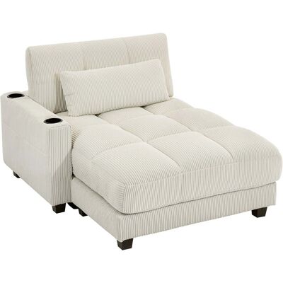 NORTHIX Sofa Cama Convertible Con Cojines Y Portavasos Color Blanco Crema 211771783 NORTHIX Sofa Cama Convertible Con Cojines Y Portavasos Color Blanco Crema 211771783