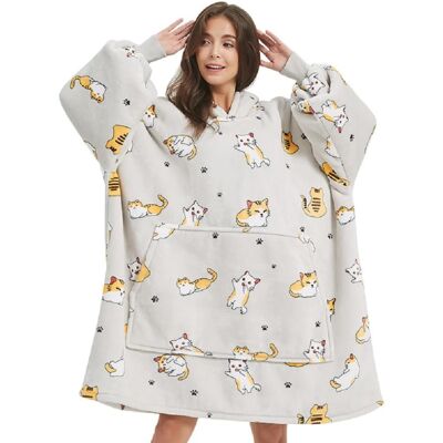 OEM Manta Polar Con Mangas De 120x180 Cm, Sudadera Con Capucha De Franela Con Bolsillos, Gris Claro OEM Manta Polar Con Mangas De 120x180 Cm, Sudadera Con Capucha De Franela Con Bolsillos, Gris Claro