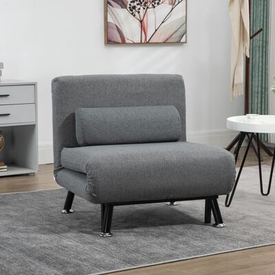LIIYIELA Sofá Cama Individual Plegable Con Respaldo Ajustable De 5 Niveles Cojín Y Tapizado De Lino Sintético 75x70x75 Cm Gris LIIYIELA Sofá Cama Individual Plegable Con Respaldo Ajustable De 5 Niveles Cojín Y Tapizado De Lino Sintético 75x70x75 Cm Gris