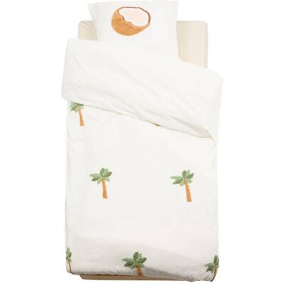 Tufy 140x200 Cm Juego De Cama Blanco Con Estampado De Palmeras Y Coco - Atmosphera Créateur D'Intérieur Tufy 140x200 Cm Juego De Cama Blanco Con Estampado De Palmeras Y Coco - Atmosphera Créateur D'Intérieur
