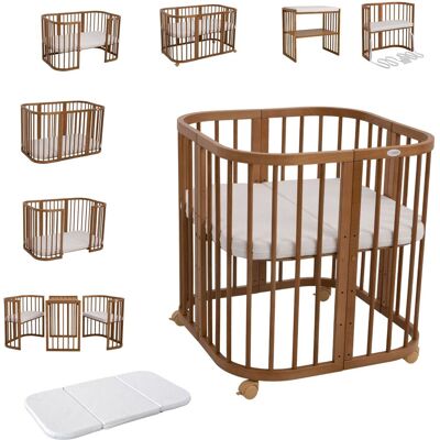 Waldin Cuna Colecho 7 En 1, Madera Vintage, Sin Textiles Waldin Cuna Colecho 7 En 1, Madera Vintage, Sin Textiles