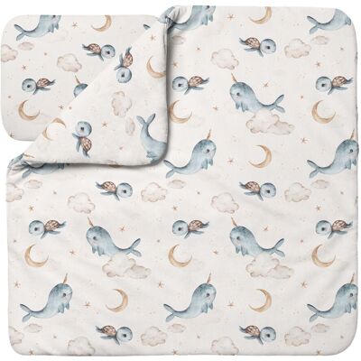 Waldin Ropa De Cama Bambú Bebé Sin Funda, Edredón Y Almohada 75x75 Cm, Ballenas Beige Waldin Ropa De Cama Bambú Bebé Sin Funda, Edredón Y Almohada 75x75 Cm, Ballenas Beige