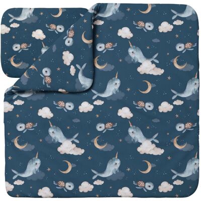 Waldin Ropa De Cama Bambú Bebé Sin Funda, Edredón Y Almohada 75x75 Cm, Ballenas Azul Oscuro Waldin Ropa De Cama Bambú Bebé Sin Funda, Edredón Y Almohada 75x75 Cm, Ballenas Azul Oscuro