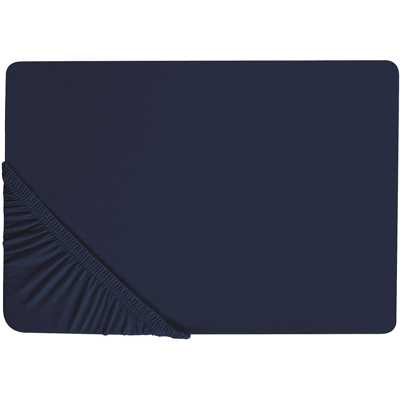 Sábana ajustable Beliani Azul Marino Algodón - 180x200 cm - Cubrecama Sábana ajustable Beliani Azul Marino Algodón - 180x200 cm - Cubrecama