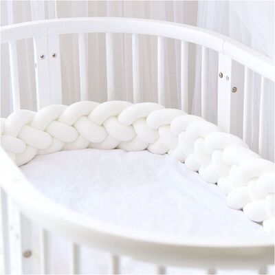 SUNXURY Cojín Para Bebé De 3m, 4 Unidades, Trenza De Serpiente, Protector De Terciopelo, Protector De Cama Para Recién Nacidos, Decoración De Habitación, Color Blanco SUNXURY Cojín Para Bebé De 3m, 4 Unidades, Trenza De Serpiente, Protector De Terciopelo, Protector De Cama Para Recién Nacidos, Decoración De Habitación, Color Blanco