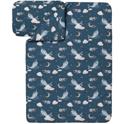 Waldin Ropa De Cama Bambú Bebé Sin Funda, Edredón Y Almohada 90x120 Cm, Ballenas Azul Oscuro Waldin Ropa De Cama Bambú Bebé Sin Funda, Edredón Y Almohada 90x120 Cm, Ballenas Azul Oscuro