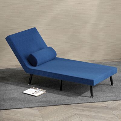 LIIYIELA Sofá Cama Individual Plegable Con Respaldo Ajustable De 5 Niveles Cojín Y Tapizado De Lino Sintético 75x70x75 Cm Azul LIIYIELA Sofá Cama Individual Plegable Con Respaldo Ajustable De 5 Niveles Cojín Y Tapizado De Lino Sintético 75x70x75 Cm Azul