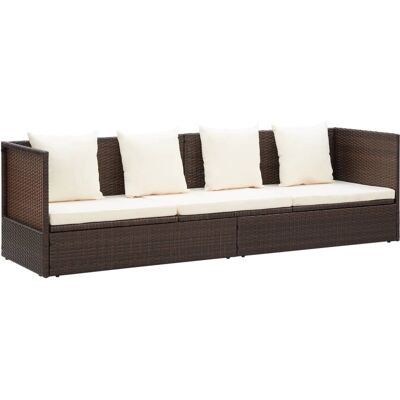 Jinlefu - Cama De Jardín Con Cojín Y Almohadas De Resina Tejida Marrón 020012000 Jinlefu - Cama De Jardín Con Cojín Y Almohadas De Resina Tejida Marrón 020012000