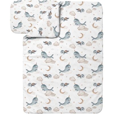 Waldin Ropa De Cama Bambú Bebé Sin Funda, Edredón Y Almohada 90x120 Cm, Ballenas Blanco Waldin Ropa De Cama Bambú Bebé Sin Funda, Edredón Y Almohada 90x120 Cm, Ballenas Blanco