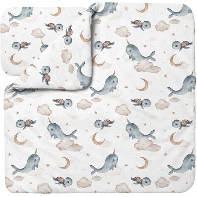 Waldin Ropa De Cama Bambú Bebé Sin Funda, Edredón Y Almohada 75x75 Cm, Ballenas Blanco Waldin Ropa De Cama Bambú Bebé Sin Funda, Edredón Y Almohada 75x75 Cm, Ballenas Blanco