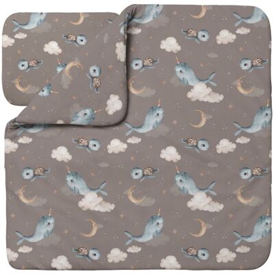 Waldin Ropa De Cama Bambú Bebé Sin Funda, Edredón Y Almohada 75x75 Cm, Ballenas Marrón Waldin Ropa De Cama Bambú Bebé Sin Funda, Edredón Y Almohada 75x75 Cm, Ballenas Marrón