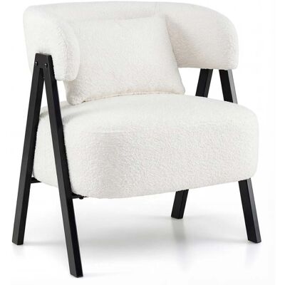 NORTHIX Sillon Blanco Con Piel Sintetica Y Almohada Lumbar 211171272 NORTHIX Sillon Blanco Con Piel Sintetica Y Almohada Lumbar 211171272