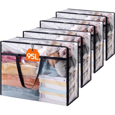 OEM Juego De 4 Bolsas De Almacenamiento Transparentes De 90 Litros, Bolsas De Almacenamiento De Ropa De Pvc, Fundas Nórdicas Plegables Con Asas, Cajas De Almacenamiento Para Mudanzas, Ropa, Mantas, Juguet OEM Juego De 4 Bolsas De Almacenamiento Transparentes De 90 Litros, Bolsas De Almacenamiento De Ropa De Pvc, Fundas Nórdicas Plegables Con Asas, Cajas De Almacenamiento Para Mudanzas, Ropa, Mantas, Juguet