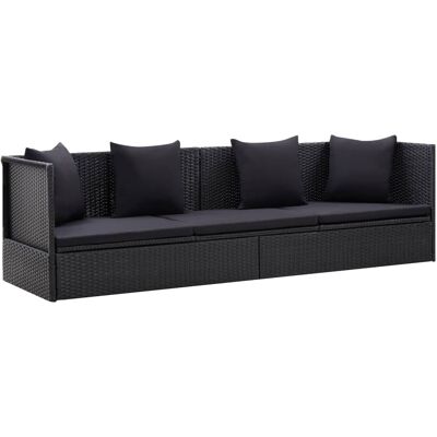 Doc&et² - Cama De Jardín Con Cojín Y Almohada De Resina Tejida Negra 020011999 Doc&et² - Cama De Jardín Con Cojín Y Almohada De Resina Tejida Negra 020011999