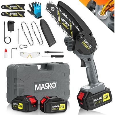 Masko - Mini motosierra con batería de 8000mAh - Herramienta para jardín y ramas Masko - Mini motosierra con batería de 8000mAh - Herramienta para jardín y ramas