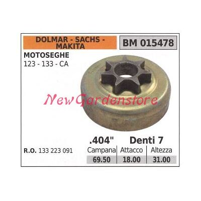 Piñón Dolmar Motor Motosierra 123 133 Ca .404' Dientes 7 015478 Piñón Dolmar Motor Motosierra 123 133 Ca .404' Dientes 7 015478