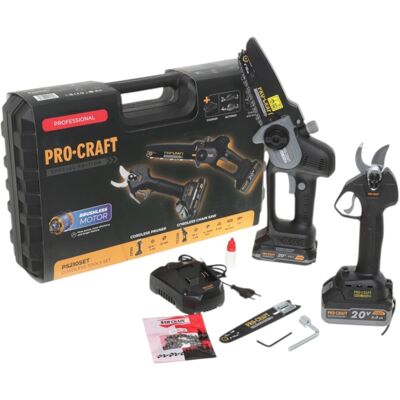 Procraft Ps210set: Juego De Herramientas De Jardín A Batería Black Edition Con Minicortadora De Cadena Ccs20 + Tijeras De Podar Cp20 De 20 V Sin Escobillas + 2 Baterías De 2,0 / 4,0 Ah + Cargador Procraft Ps210set: Juego De Herramientas De Jardín A Batería Black Edition Con Minicortadora De Cadena Ccs20 + Tijeras De Podar Cp20 De 20 V Sin Escobillas + 2 Baterías De 2,0 / 4,0 Ah + Cargador