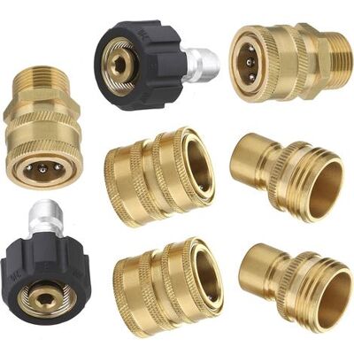 BARKBUSTERS Age Kit D'Adaptateur Pour Nettoyeur Haute Pression 8 Pièces M22 Rotatif 3/8" À Connexion Rapide, 3/4" À Dégagement Rapide BARKBUSTERS Age Kit D'Adaptateur Pour Nettoyeur Haute Pression 8 Pièces M22 Rotatif 3/8" À Connexion Rapide, 3/4" À Dégagement Rapide