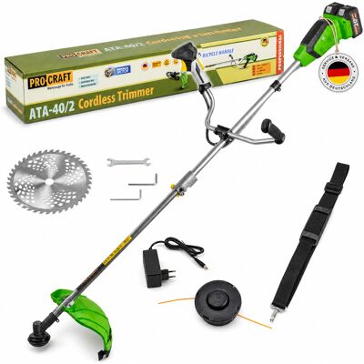 Desbrozadora A Batería Procraft Ata-40/2 De 40 V (2x 20 V), 420 Mm, Sin Escobillas + 2 Baterías De 4,0 Ah + Cargador Desbrozadora A Batería Procraft Ata-40/2 De 40 V (2x 20 V), 420 Mm, Sin Escobillas + 2 Baterías De 4,0 Ah + Cargador