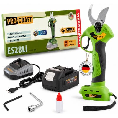 Tijeras De Podar A Batería Procraft Es28li Bb 20 V 25 Mm + 1 Batería De 4,0 Ah + Cargador Tijeras De Podar A Batería Procraft Es28li Bb 20 V 25 Mm + 1 Batería De 4,0 Ah + Cargador