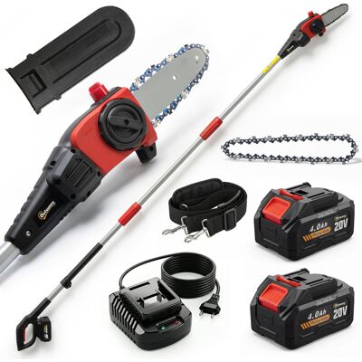 Outsunny Motosierra Extensible 1,94-2,56 M, Motosierra Eléctrica Con Motor 300 W, 2 Baterías 4,0 Ah, Cargador, Doble Bloqueo, Lubricación Automática Outsunny Motosierra Extensible 1,94-2,56 M, Motosierra Eléctrica Con Motor 300 W, 2 Baterías 4,0 Ah, Cargador, Doble Bloqueo, Lubricación Automática