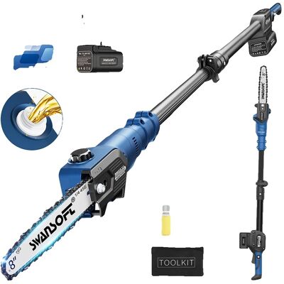 OEM Sierra Eléctrica Telescópica, Motor Potente, Funcionamiento Inalámbrico, Color Azul, Incluye Dos Baterías, Motosierra De Pértiga. OEM Sierra Eléctrica Telescópica, Motor Potente, Funcionamiento Inalámbrico, Color Azul, Incluye Dos Baterías, Motosierra De Pértiga.