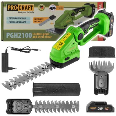 Procraft Pgh2100 Cortasetos Y Podadora De Arbustos A Batería 20 V + 1 Batería De 2,0 Ah + Cargador Procraft Pgh2100 Cortasetos Y Podadora De Arbustos A Batería 20 V + 1 Batería De 2,0 Ah + Cargador
