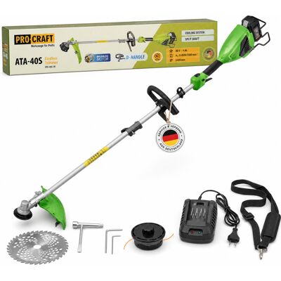 Desbrozadora A Batería Procraft Ata-40s 40 V 420 Mm Sin Escobillas + 1 Batería De 4,0 Ah + Cargador Desbrozadora A Batería Procraft Ata-40s 40 V 420 Mm Sin Escobillas + 1 Batería De 4,0 Ah + Cargador