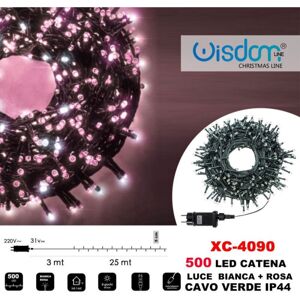TRADE SHOP TRAESIO Trade Shop - Cadena De Luces 500 Luces Luciérnaga Led Blanco + Cable Rosa Verde Ip44 Xc-4090 - TRADE SHOP TRAESIO Trade Shop - Cadena De Luces 500 Luces Luciérnaga Led Blanco + Cable Rosa Verde Ip44 Xc-4090 -