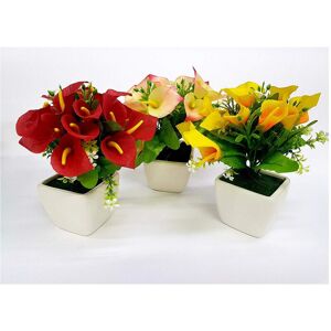 TRADE SHOP TRAESIO Trade Shop - Pianta Calla Finta Colorata 21x7.5cm Vaso Ceramica Decorazione Fiori Scrivania Casa - TRADE SHOP TRAESIO Trade Shop - Pianta Calla Finta Colorata 21x7.5cm Vaso Ceramica Decorazione Fiori Scrivania Casa -