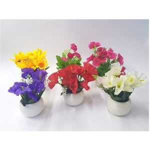 TRADE SHOP TRAESIO Trade Shop - Pianta Fiori Finti Colorati Vaso Tondo Bianco Ceramica Decorazione Artificiali - TRADE SHOP TRAESIO Trade Shop - Pianta Fiori Finti Colorati Vaso Tondo Bianco Ceramica Decorazione Artificiali -