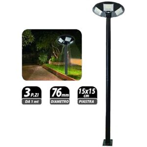 Trade Shop Traesio - Poste de hierro para lámpara de jardín led - 3m - Negro Trade Shop Traesio - Poste de hierro para lámpara de jardín led - 3m - Negro