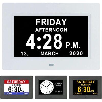 OEM Reloj Digital Lcd De 7 Pulgadas Con Calendario, Fecha, Día Y Hora, Sin Abreviaturas, Atenuación Automática, 8 Idiomas, Pantalla Hd, Recordatorio Para Personas Con Alzheimer, Ancianos Y Niños (blanco) OEM Reloj Digital Lcd De 7 Pulgadas Con Calendario, Fecha, Día Y Hora, Sin Abreviaturas, Atenuación Automática, 8 Idiomas, Pantalla Hd, Recordatorio Para Personas Con Alzheimer, Ancianos Y Niños (blanco)