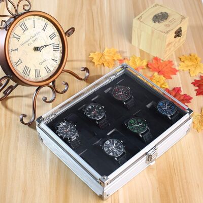 OEM Caja De Almacenamiento Para Relojes De Fibra De Carbono Y Aluminio Con 12 Compartimentos Y Soporte De Exhibición. OEM Caja De Almacenamiento Para Relojes De Fibra De Carbono Y Aluminio Con 12 Compartimentos Y Soporte De Exhibición.